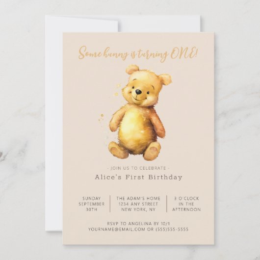 Klassieke Teddybeer | Neutro Minimalistische Verja Kaart (Voorkant)