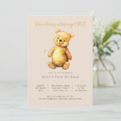 Klassieke Teddybeer | Neutro Minimalistische Verja Kaart (Staand voorkant)