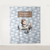 Klassieke teddybeer piloot babyshower fotowand wandkleed (Voorkant)