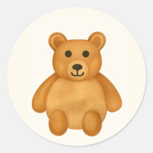 Klassieke teddybeer ronde sticker