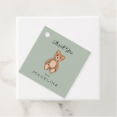 Klassieke Teddybeer Sage Green Baby shower Bedankjes Labels (In situ)