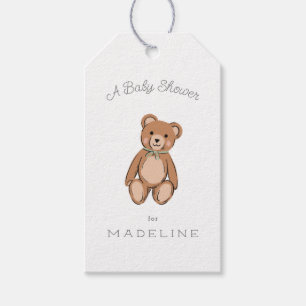 Klassieke Teddybeer Sage Green Baby shower Cadeaulabel