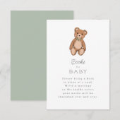 Klassieke Teddybeer Sage Green Baby shower Informatiekaartje (Voorkant / Achterkant)