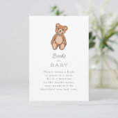 Klassieke Teddybeer Sage Green Baby shower Informatiekaartje (Staand voorkant)