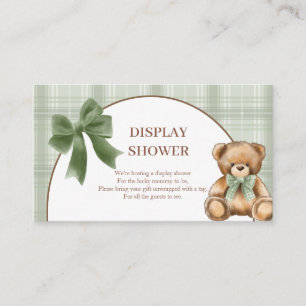 Klassieke teddybeer saliegroene geruite display sh informatiekaartje