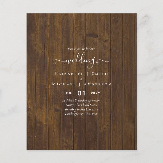 Klassieke TEKST ALLEEN Minimale BUDGET WEDING Flyer (Voorkant)