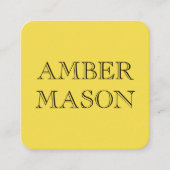 Klassieke tekst Eenvoudig Minimalistisch Geel Vierkante Visitekaartje (Voorkant)