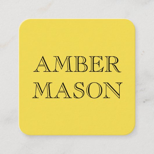 Klassieke tekst Eenvoudig Minimalistisch Geel Vierkante Visitekaartje (Voorkant)
