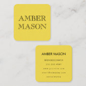 Klassieke tekst Eenvoudig Minimalistisch Geel Vierkante Visitekaartje (Voorkant / Achterkant)