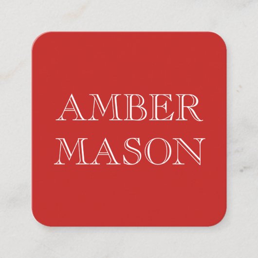 Klassieke tekst Eenvoudig Minimalistisch Rood Zwar Vierkante Visitekaartje (Voorkant)