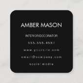 Klassieke tekst Eenvoudig Minimalistisch Rood Zwar Vierkante Visitekaartje (Achterkant)