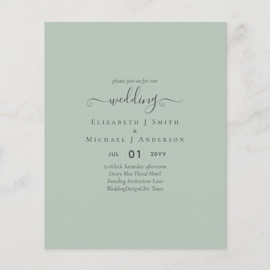 Klassieke TEKST GEWOON Minimalistische HUWELIJKSFE Flyer (Voorkant)