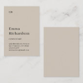 Klassieke tekst met monogram | Neutraal beige Visitekaartje (Voorkant / Achterkant)