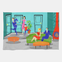 Klassieke televisie-keukenhanddoek Retro
