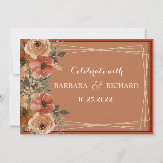 KLASSIEKE Terracotta Bloemen Waterverf Save Datum Kaart (Achterkant)