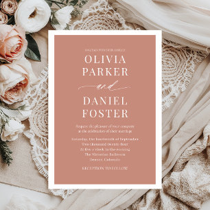 Klassieke Terracotta Boho Minimalistische bruiloft Kaart