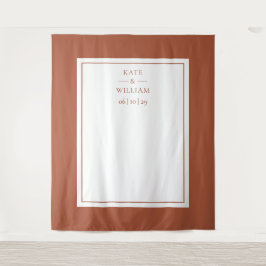 Klassieke Terracotta Bruiloft Fotocabine Achtergro Wandkleed