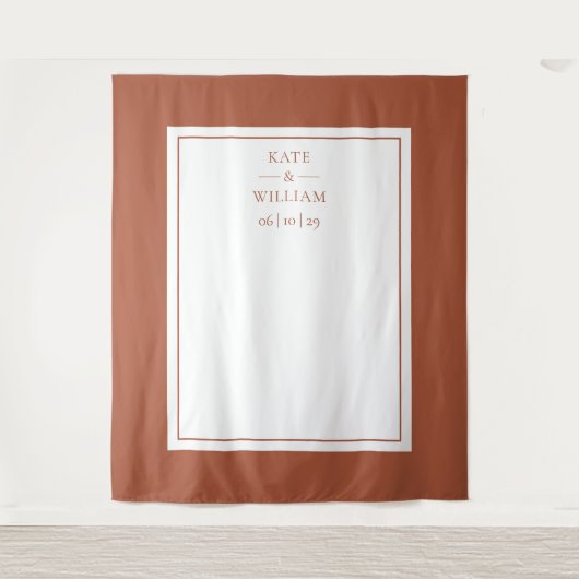 Klassieke Terracotta Bruiloft Fotocabine Achtergro Wandkleed (Voorkant)
