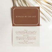 Klassieke terracotta & ecru bruiloft details informatiekaartje
