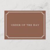 Klassieke Terracotta & Ecru Trouwdag Tijdlijn Informatiekaartje (Achterkant)