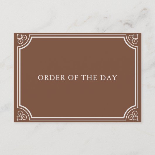 Klassieke Terracotta & Ecru Trouwtijdlijn Informatiekaartje (Voorkant)