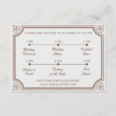 Klassieke Terracotta & Ecru Trouwtijdlijn Informatiekaartje (Achterkant)