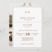 Klassieke Terracotta Monogram Foto Bruiloft Kaart (Voorkant / Achterkant)