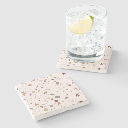 Klassieke terrazzo marmeren vloerpatroon achtergro stenen onderzetter (Zijkant)