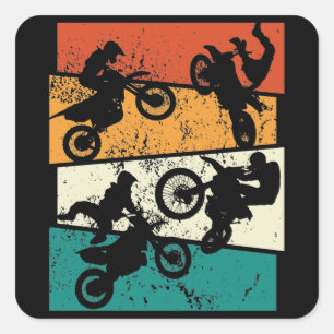 klassieke terrein enduro motocross motorfiets vierkante sticker