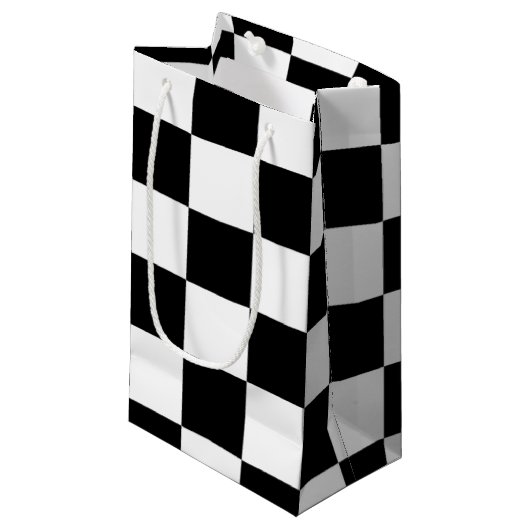 Klassieke test: ik bleed Racing Check Black White Klein Cadeauzakje (Voorkant Gekanteld)