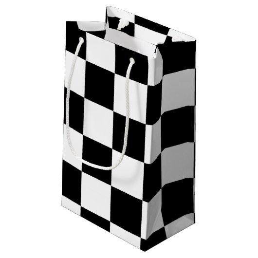 Klassieke test: ik bleed Racing Check Black White Klein Cadeauzakje (Achterkant Gekanteld)