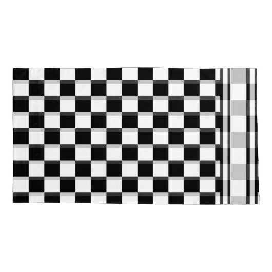 Klassieke test: ik bleed Racing Check Black White Kussensloop (Achterkant)