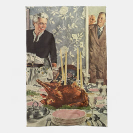 Klassieke Thanksgiving Day kalkoen diner met famil Theedoek