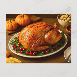 Klassieke Thanksgiving-kalfsmaaltijd Ansichtkaart Feestdagenkaart