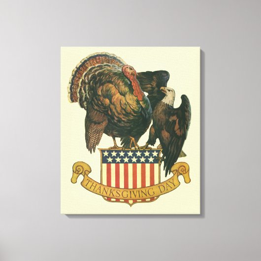 Klassieke Thanksgiving-kalkioen, adelaar, Amerikaa Canvas Afdruk (Voorkant)