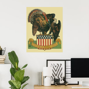 Klassieke Thanksgiving-kalkoen, Adelaar, Amerikaan Poster