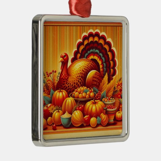 klassieke/ Thanksgiving Turkije Metalen Ornament (Rechts)
