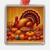 klassieke/ Thanksgiving Turkije Metalen Ornament (Voorkant)