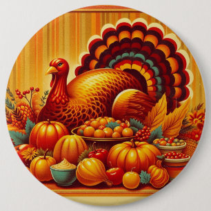 klassieke/ Thanksgiving Turkije Ronde Button 6,0 Cm