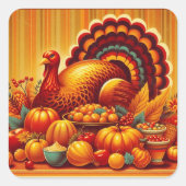 klassieke/ Thanksgiving Turkije Vierkante Sticker (Voorkant)