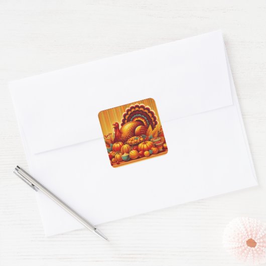 klassieke/ Thanksgiving Turkije Vierkante Sticker (Envelop)