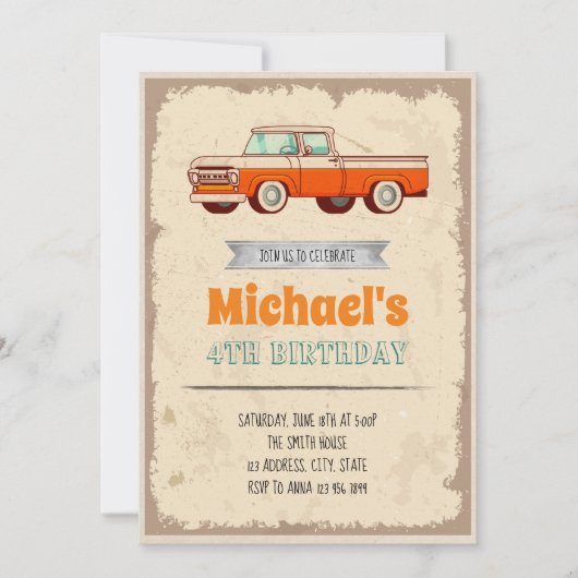 Klassieke themauitnodiging voor autoverjaardag kaart (Voorkant)