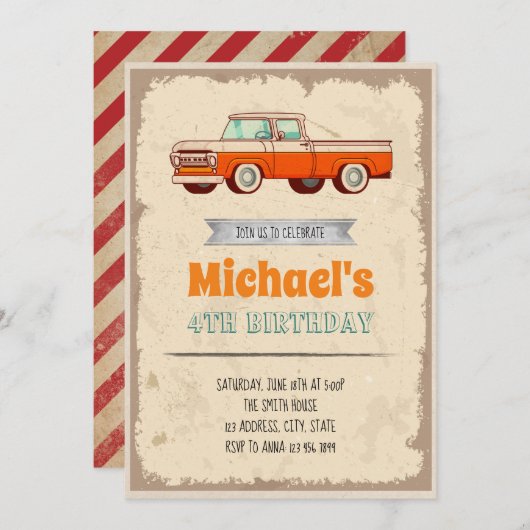 Klassieke themauitnodiging voor autoverjaardag kaart (Voorkant / Achterkant)