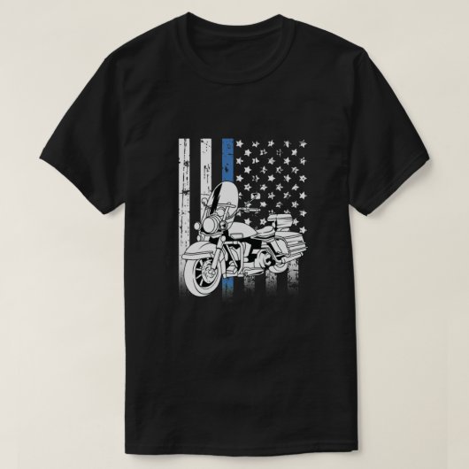 Klassieke Thin Blue Line Police Motorcycle T-shirt (Design voorkant)