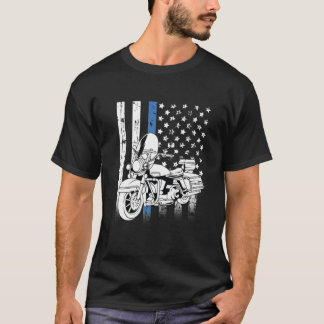Klassieke Thin Blue Line Police Motorcycle T-shirt