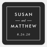Klassieke Thin Border Custom Wedding Sticker, zwar