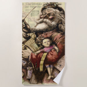 Klassieke Thomas Nast-illustratie van de Kerstman Strandlaken