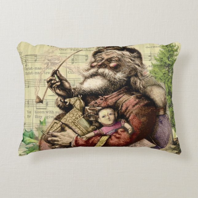 Klassieke Thomas Nast-illustratie van Kerstman  Accent Kussen (Voorkant)