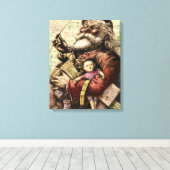 Klassieke Thomas Nast-illustratie van Kerstman Canvas Afdruk (Insitu (Houten vloer))