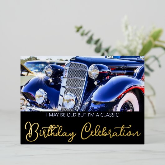 Klassieke thuisdag 1930 folie uitnodiging (Staand Voorkant)